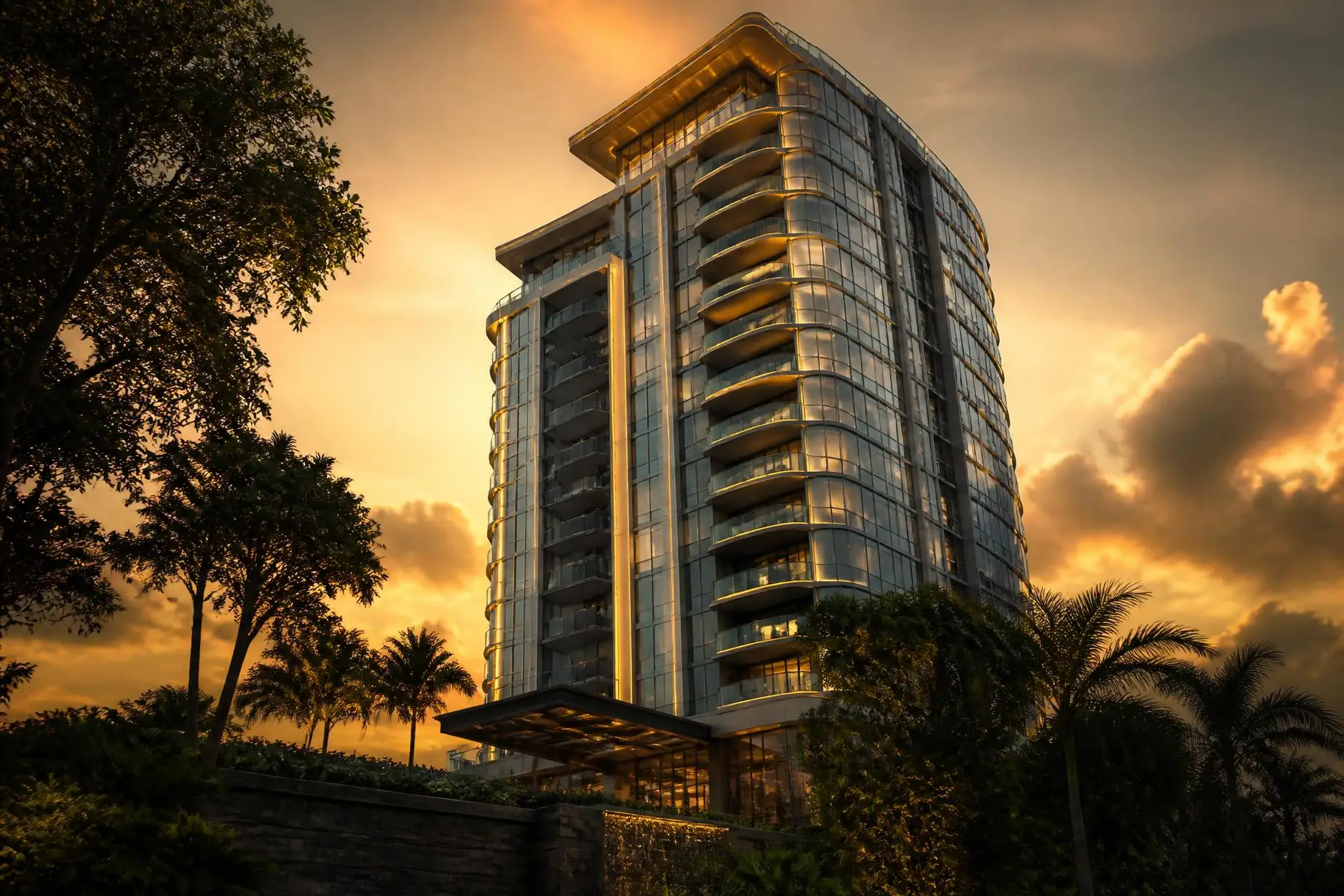 VANN by Ajmera — luxury residential tower at golden hour